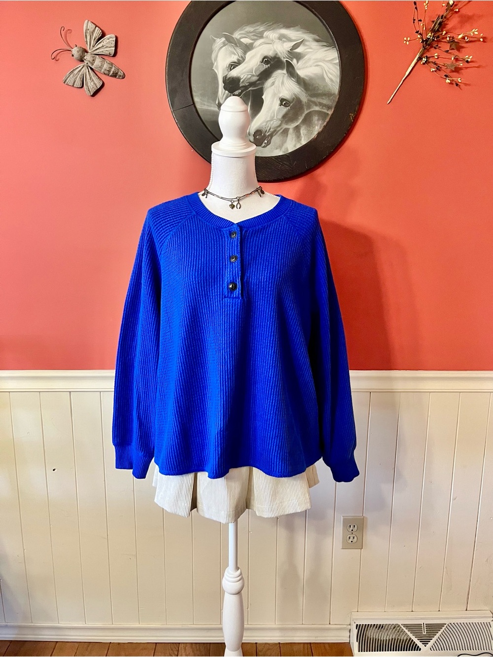 Old Navy Women’s Waffle Knit Henley  Pullover Size 2X